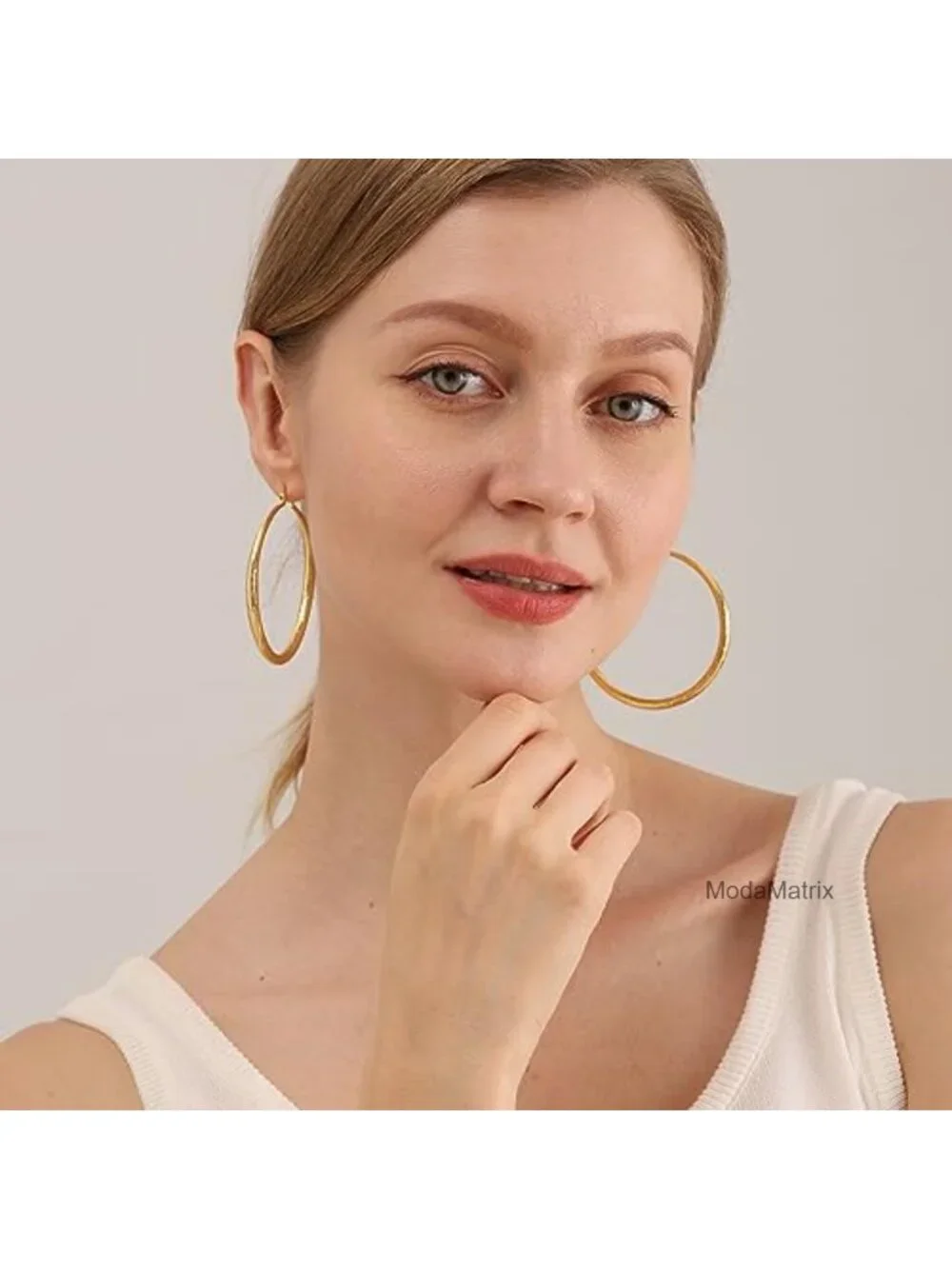 925 Sterling Silver Gold Hoop Earrings Hypoallergenic Diamond-Cut Ripples Non